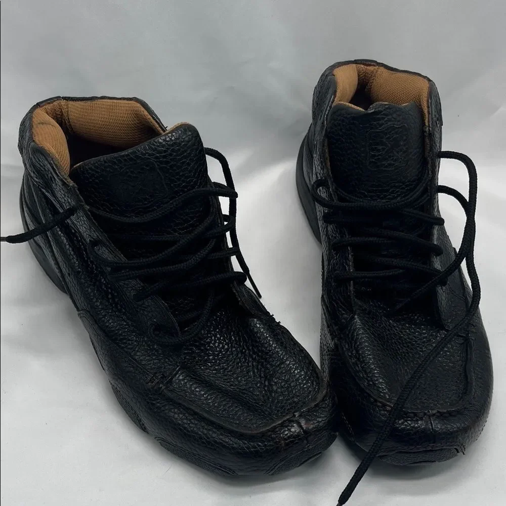 Leather Twisted X Black Lace Up Chukka Driving Mocs Boots